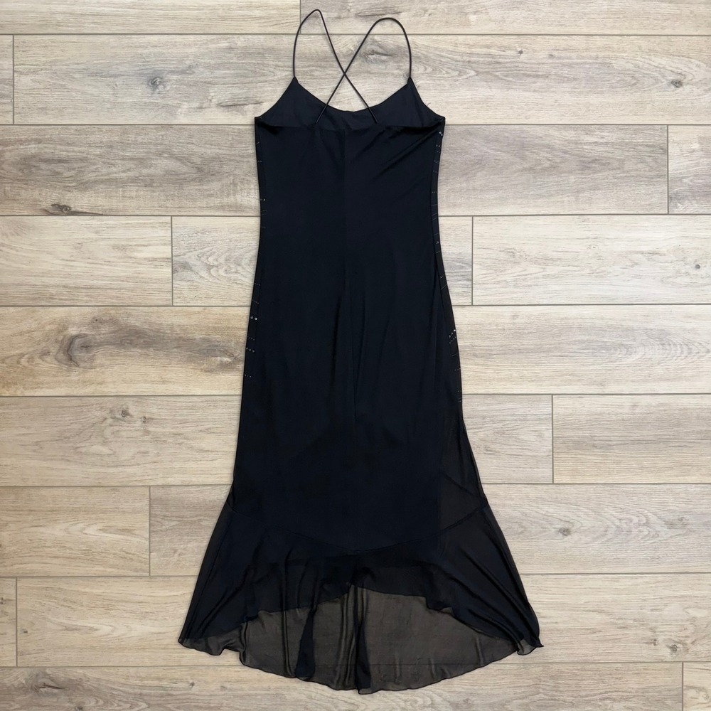Vintage Whimsigoth Y2K Black Sheer Mesh Mermaid Midi Dress Stretchy‎ Byer Too - Picture 6 of 16